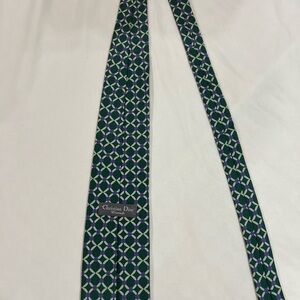 Dior Men's Tie in Green and Purple Geometric Design